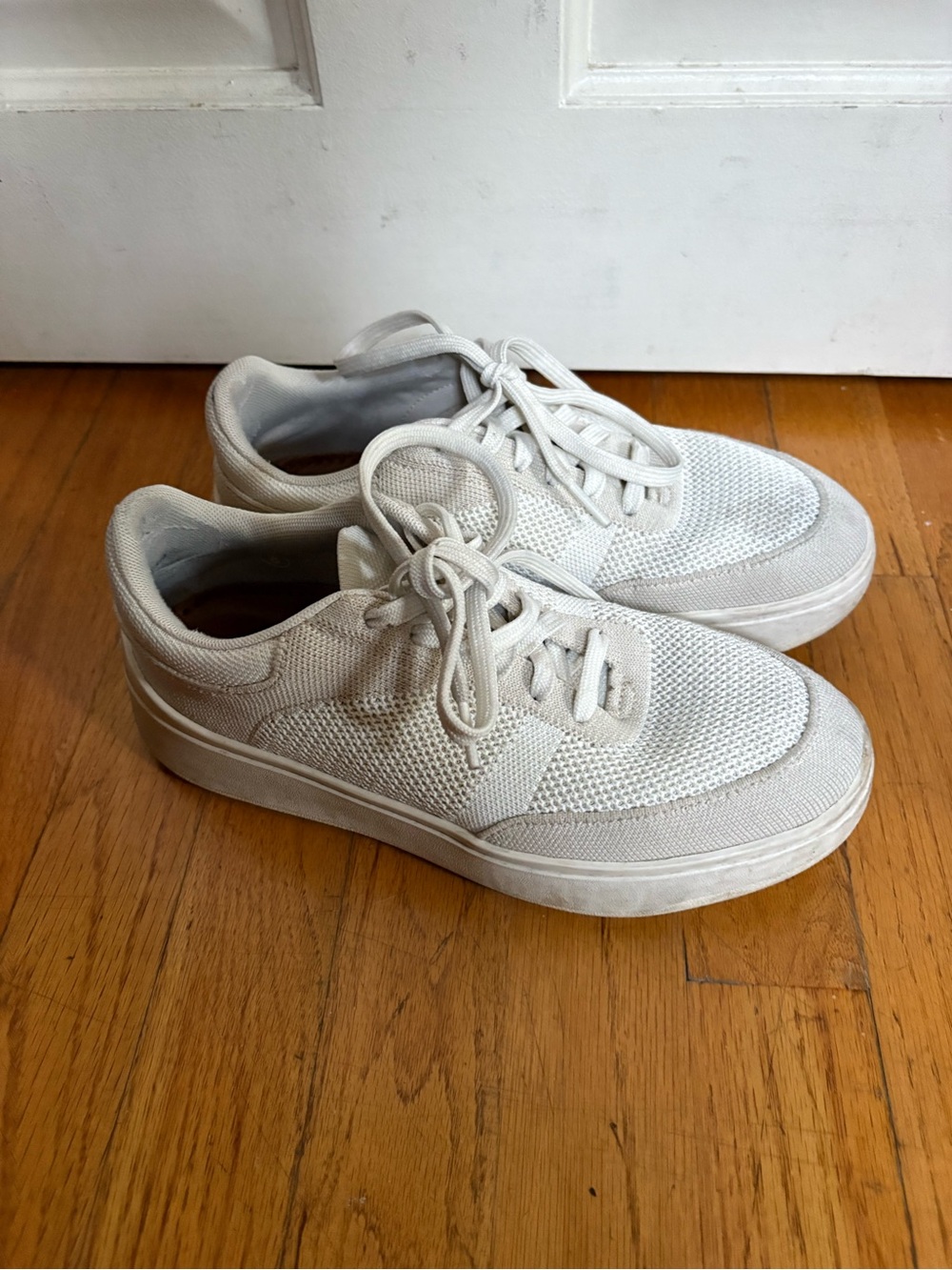 Rothy’s Courtside Women’s Knit Lace-Up Sneakers with Ecco insoles - Off-White